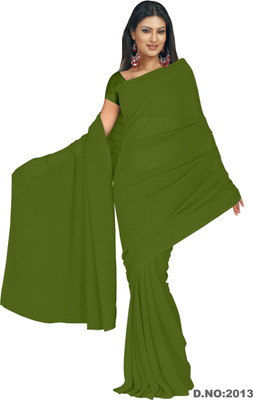 

Vardan Prints Plain Bollywood Chiffon Saree(Green)