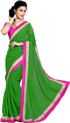 

Party Wear Dresses Solid Fashion Chiffon Saree(Green)
