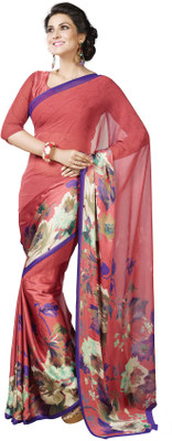 

Khushali Self Design, Printed Fashion Satin, Georgette Saree(Red, Multicolor), Multicolor;red