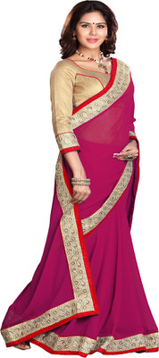 

Sourbh Sarees Self Design Fashion Synthetic Georgette Saree(Magenta), Crimson