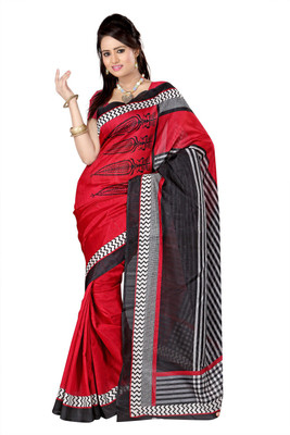 

Softdeal Printed Bhagalpuri Printed Silk Saree(Red)