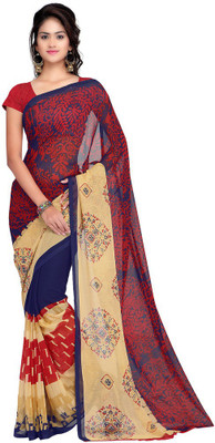 

Desi Look Printed Daily Wear Georgette Saree(Blue)