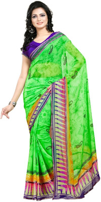 

Cenizas Printed Fashion Georgette Saree(Green)