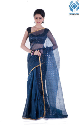 

Tantuja Woven Tangail Silk Saree(Black)