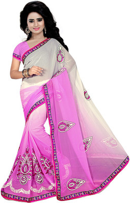 

Indian Wear Online Embroidered Fashion Georgette Saree(Pink)