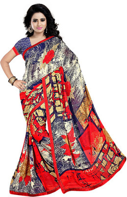 Indian Wear Online Printed Fashion Chiffon Saree(Red)