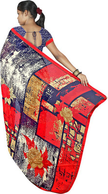 

Indian Wear Online Printed Fashion Chiffon Saree(Red)