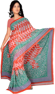 

Khushali Self Design, Printed Fashion Chiffon Saree(Orange, White, Multicolor), Multicolor;orange;white