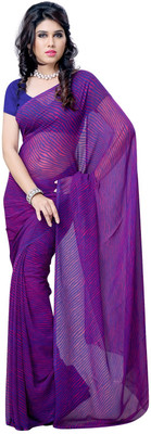 

JTInternational Striped Daily Wear Handloom Georgette Saree(Blue, Red)