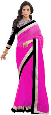 

Party Wear Dresses Printed Fashion Art Silk Saree(Pink)
