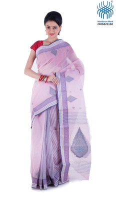

Tantuja Woven Tangail Handloom Cotton Saree(Pink)