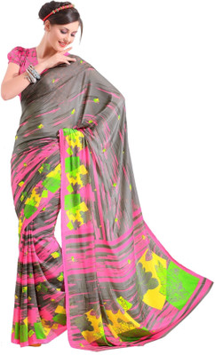 

Cenizas Printed Fashion Georgette Saree(Pink, Grey)