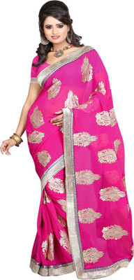 

Sanju Sarees Embroidered Fashion Georgette Saree(Pink)