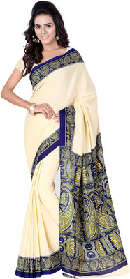 

Goodfeel Floral Print Fashion Crepe Saree(Beige, Dark Blue)