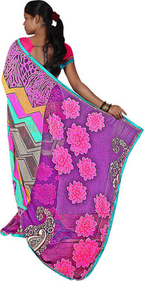 

Party Wear Dresses Printed Fashion Chiffon Saree(Pink)