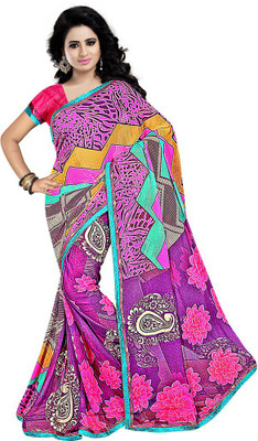 

Party Wear Dresses Printed Fashion Chiffon Saree(Pink)