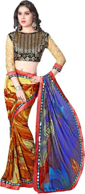 

Lovelylook Printed Fashion Georgette Saree(Multicolor), Blue & yellow