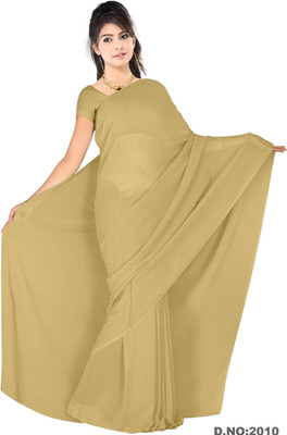 Vardan PRINTS Solid/Plain Bollywood Chiffon Saree(Beige)
