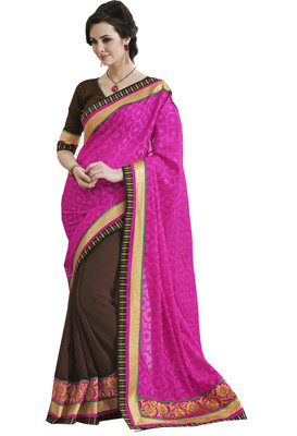 

Desi Butik Self Design Fashion Jacquard Saree(Pink)