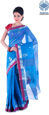 

Tantuja Woven Tangail Cotton Saree(Blue)