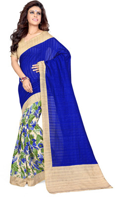 

Sourbh Sarees Solid Fashion Art Silk Saree(Blue, Green), Green;royal blue
