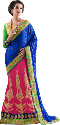 

Khushali Self Design, Embroidered Fashion Net, Satin, Jacquard, Silk Saree(Blue, Pink, Beige, Green, Beige;blue;green;pink