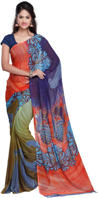 Desi Butik Printed Fashion Art Silk Saree(Multicolor)