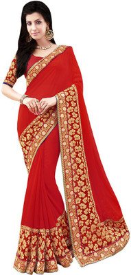 

Shree Vardhman Printed Bollywood Georgette Saree(Multicolor), Red