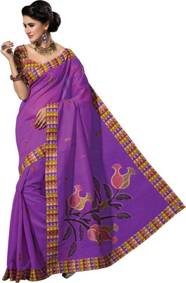 

Shelina Embroidered Fashion Cotton Saree(Purple)