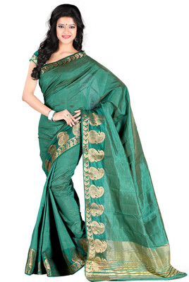 

Roopkala Silks Solid Fashion Tussar Silk Saree(Dark Green)