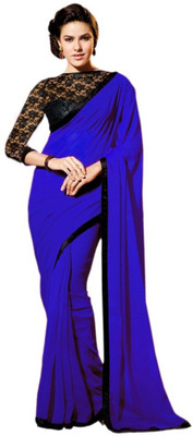 Hari Krishna Enterprise Embroidered Fashion Georgette Saree(Blue) available at flipkart for Rs.475