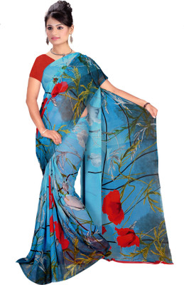 

Jiya Self Design, Printed Fashion Georgette Saree(Light Blue, Multicolor)