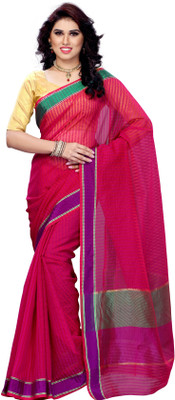 

Mimosa Woven Kanjivaram Cotton Saree(Pink), Rani