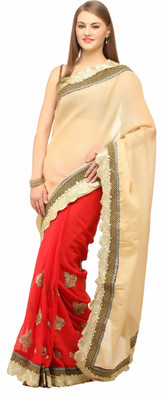 

Lime Fashion Self Design Fashion Chiffon Saree(Beige, Red)