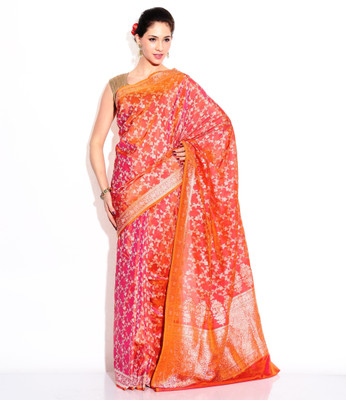 

Zain Textiles Woven Banarasi Silk Saree(Orange)