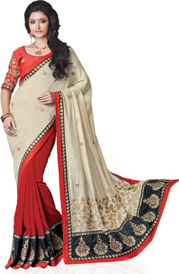 

Saara Self Design Fashion Cotton Saree(Red, Beige), Beige;red
