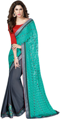 

Desi Look Embroidered Bollywood Chiffon Saree(Grey)
