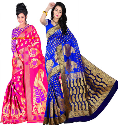 

Weavedeal Embellished Kanjivaram Silk Cotton Blend Saree(Pack of 2, Multicolor)