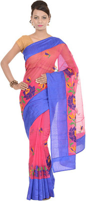 

Kdc Sarees Embroidered Banarasi Handloom Cotton Saree(Blue)