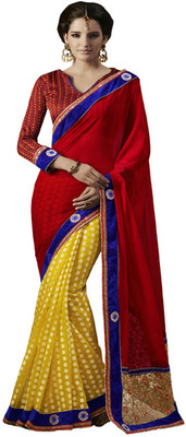 

Ewows Self Design Fashion Jacquard Saree(Multicolor), Red;yellow