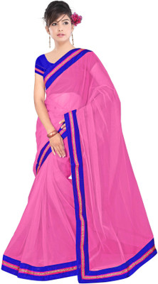 

Dancing Girl Plain Bollywood Net Saree(Pink)
