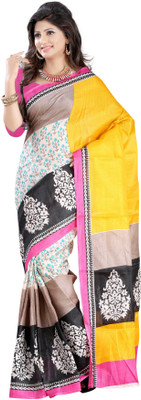 

Softdeal Printed Bhagalpuri Printed Silk Saree(Multicolor)