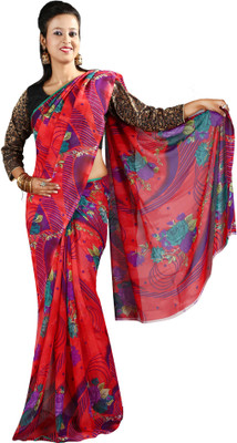 

Anushree Saree Printed Fashion Georgette Saree(Multicolor), Red