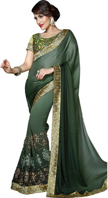 

Parisha Embroidered Daily Wear Georgette Saree(Pack of 2, Green)