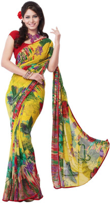 

Cenizas Floral Print Fashion Chiffon Saree(Yellow)