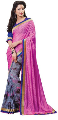 

Lovely Look Printed Daily Wear Georgette Saree(Pink)
