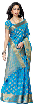

Mimosa Woven Kanjivaram Tussar Silk Saree(Light Blue), Ananda