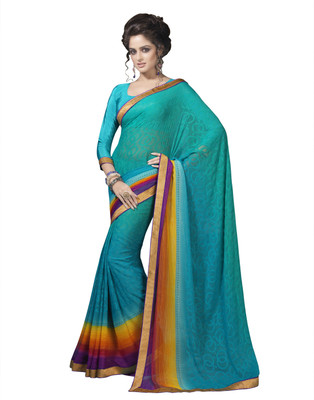 Suvastram Printed Fashion Georgette Saree(Blue)