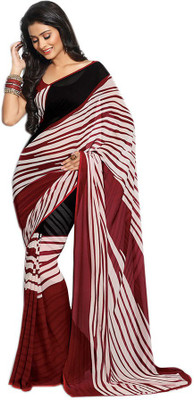 

Indian Wear Online Printed Fashion Pure Chiffon Saree(Brown)