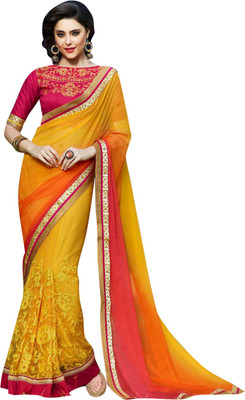 

Brijraj Embroidered Fashion Net Saree(Yellow)